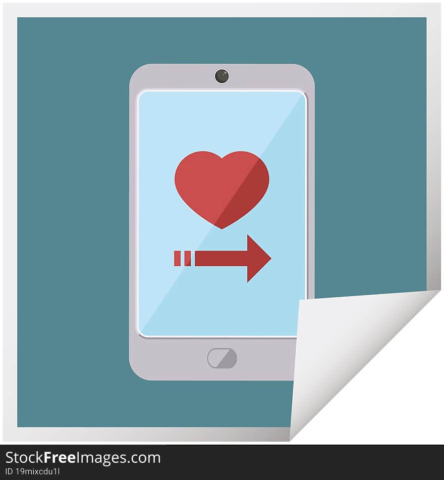 dating app on cell phone graphic square sticker