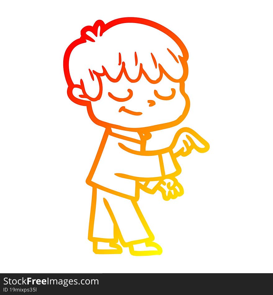 warm gradient line drawing cartoon happy boy