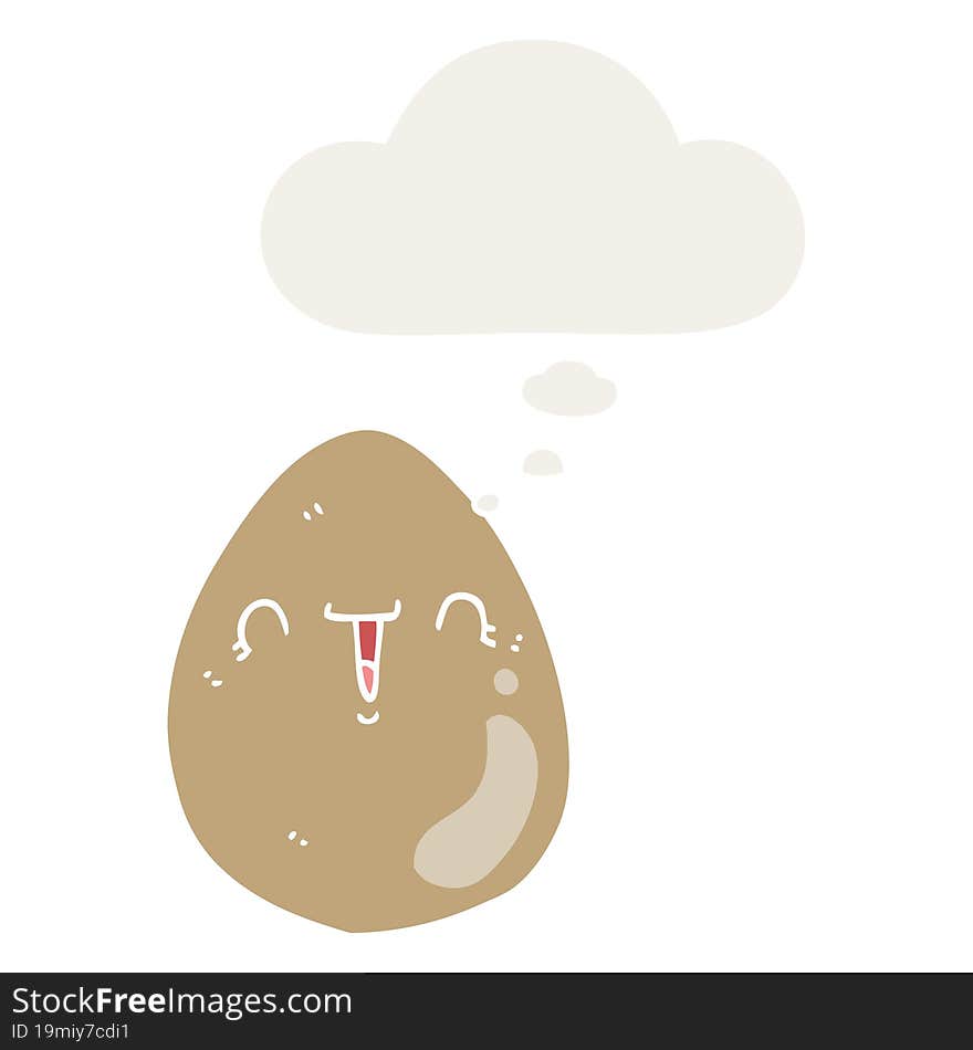 cartoon egg with thought bubble in retro style