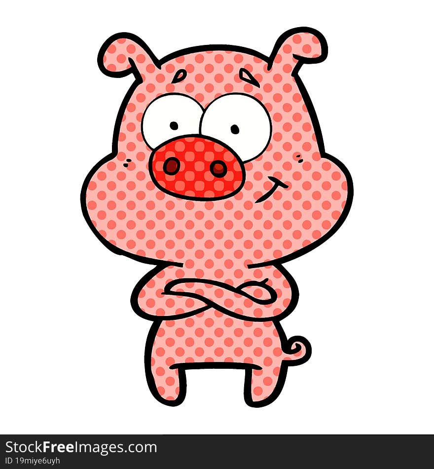 happy cartoon pig. happy cartoon pig