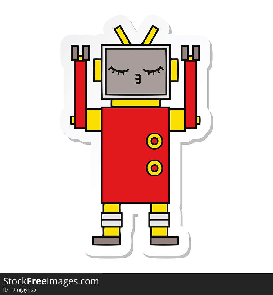 Sticker Of A Cute Cartoon Robot