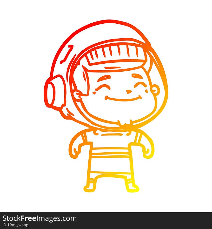 warm gradient line drawing of a happy cartoon astronaut