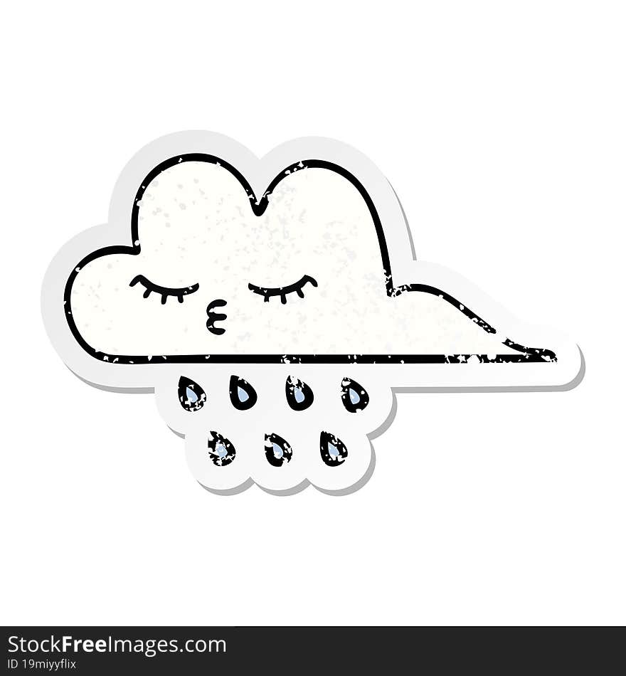 Distressed Sticker Of A Cute Cartoon Rain Cloud