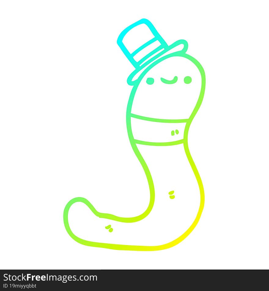 cold gradient line drawing cute cartoon worm