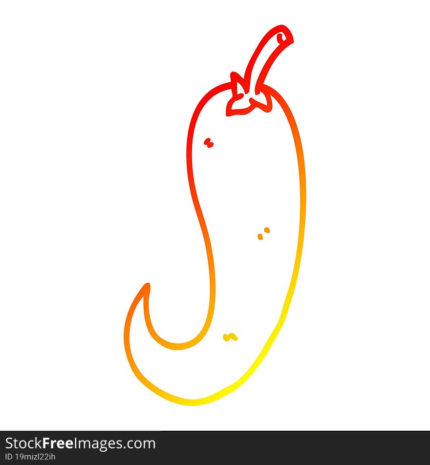 Warm Gradient Line Drawing Cartoon Red Hot Chilli Pepper