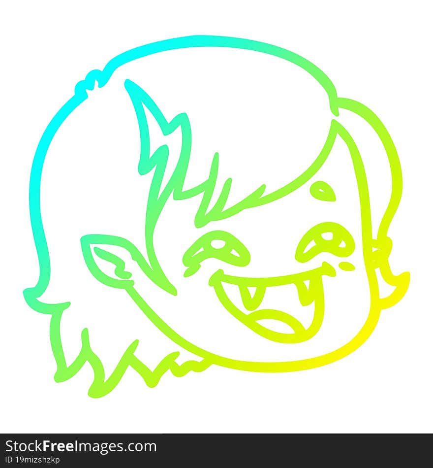 cold gradient line drawing cartoon vampire girl face