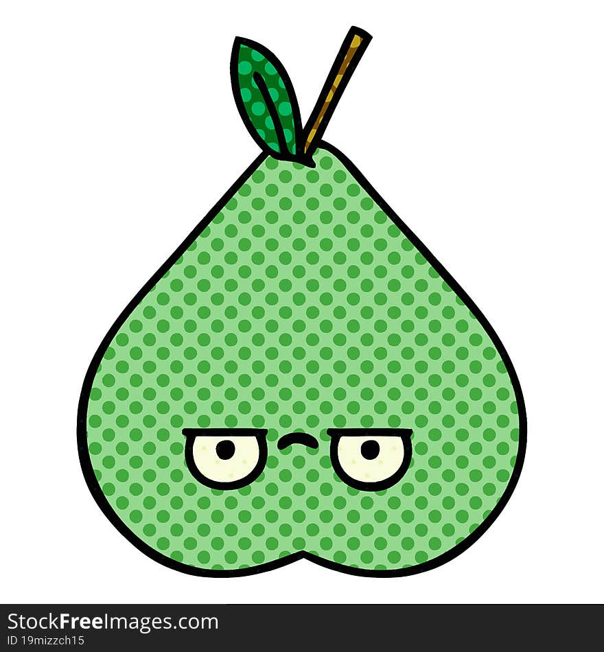 comic book style cartoon green pear