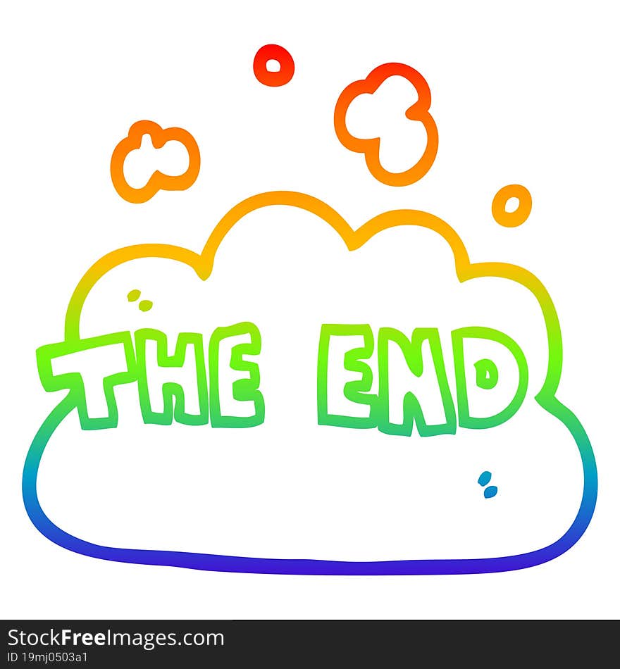 rainbow gradient line drawing cartoon the end font