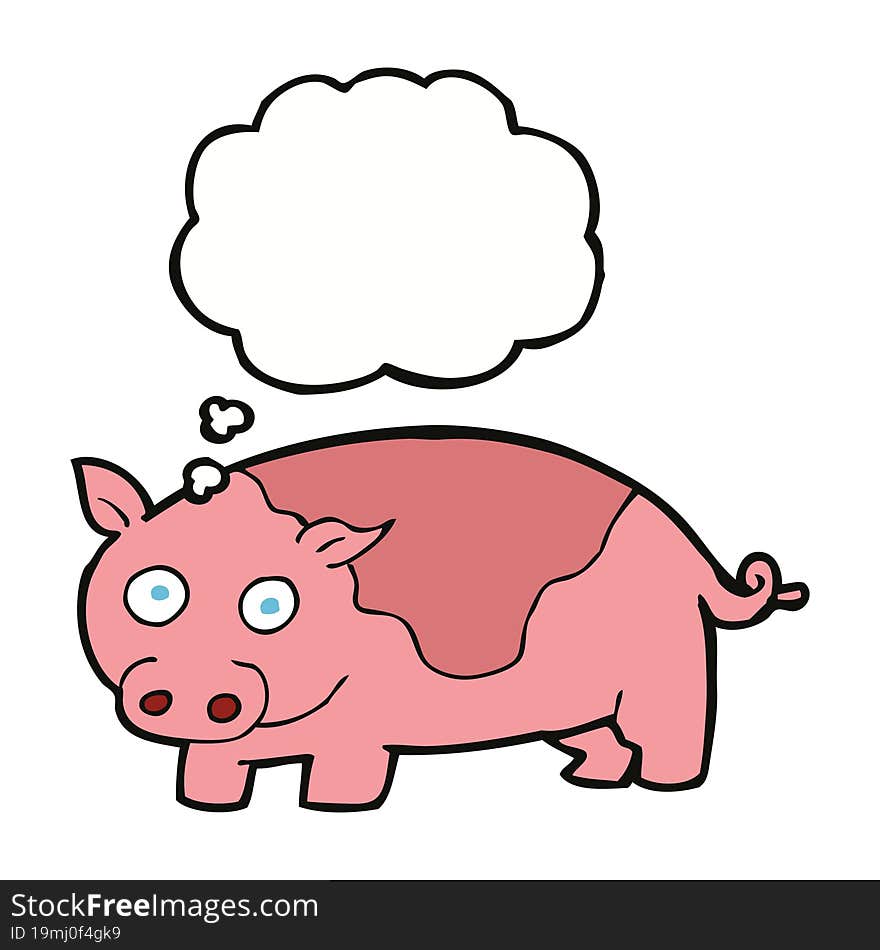 cartoon pig with thought bubble