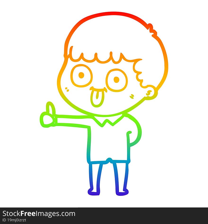 rainbow gradient line drawing cartoon man staring