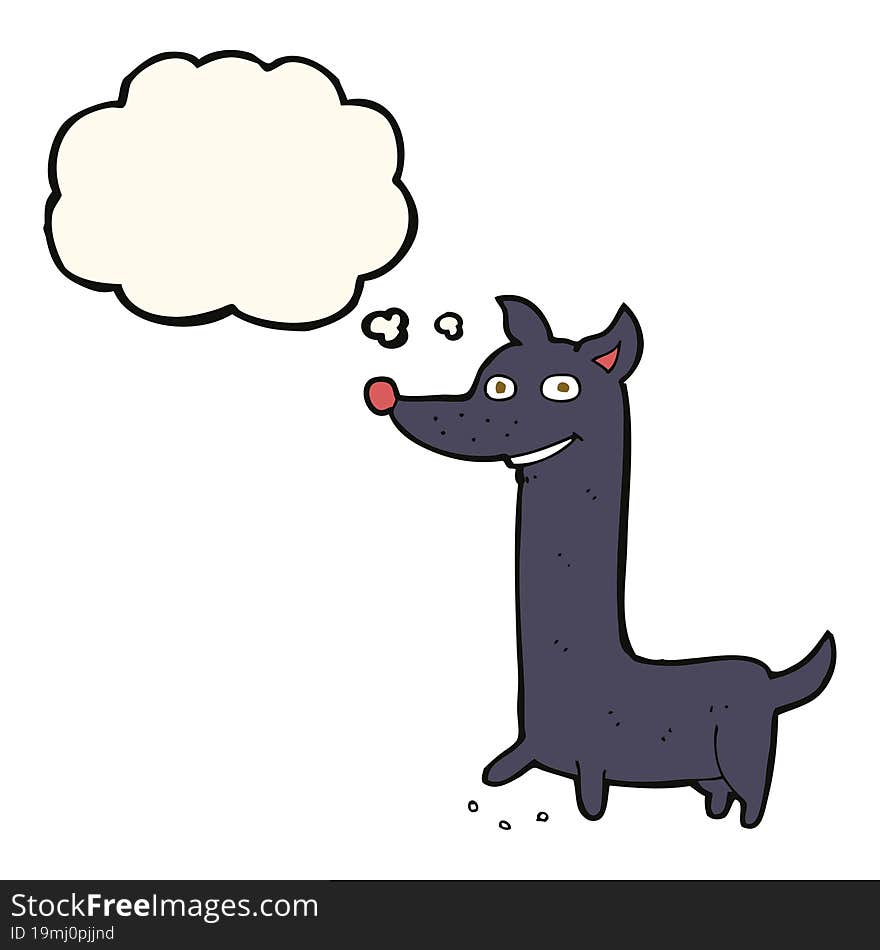 funny cartoon dog with thought bubble