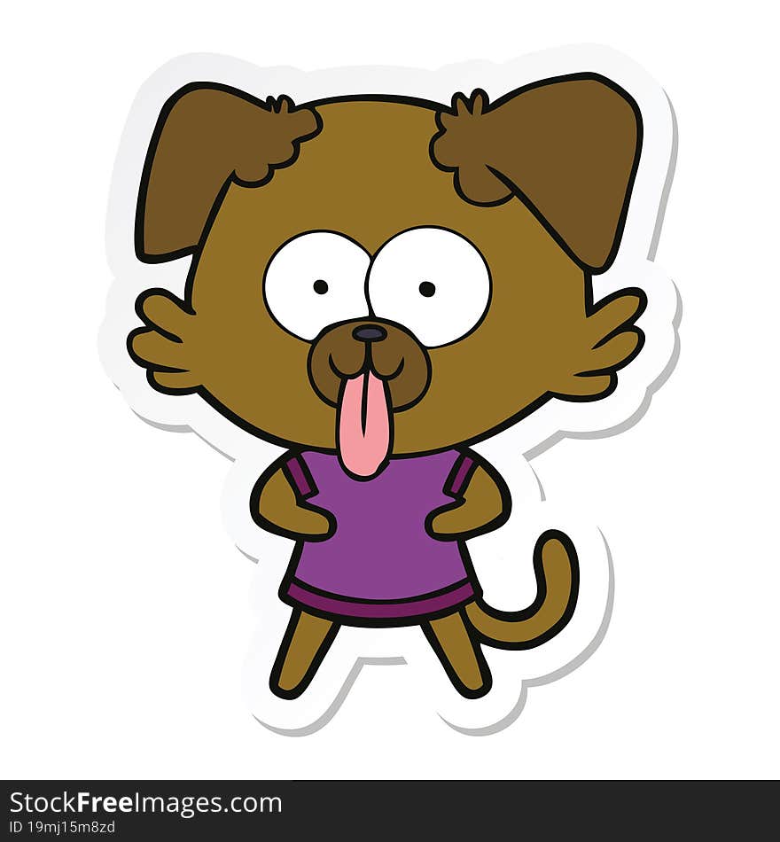 sticker of a cartoon dog with tongue sticking out