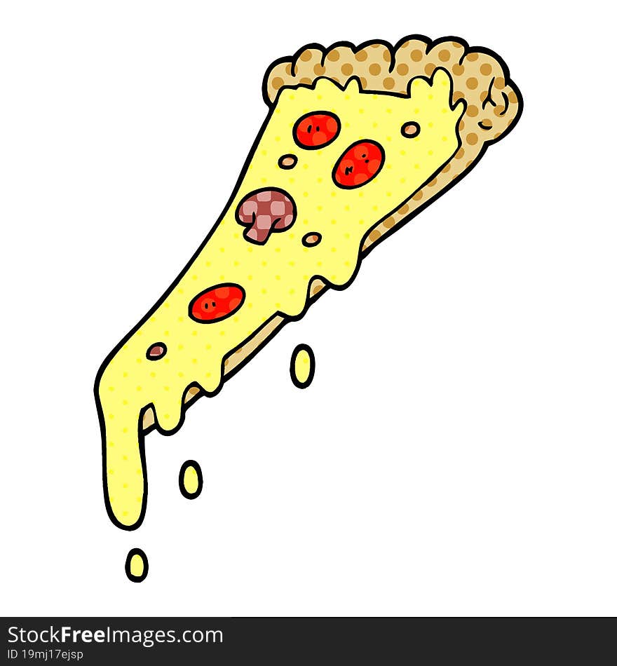 Cartoon Doodle Pizza Slice