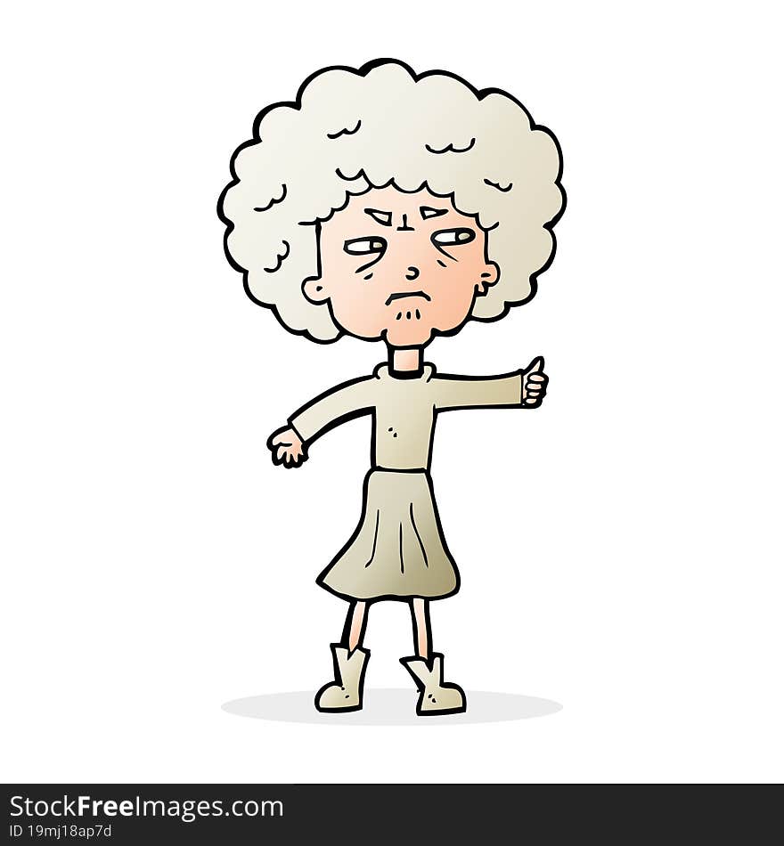 Cartoon Annoyed Old Woman