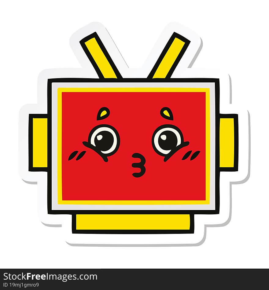 sticker of a cute cartoon robot head