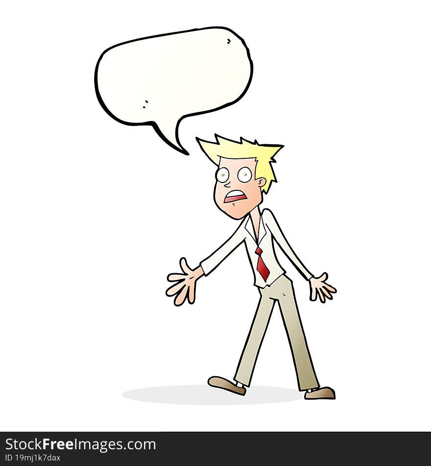 Cartoon Stressed Man With Speech Bubble