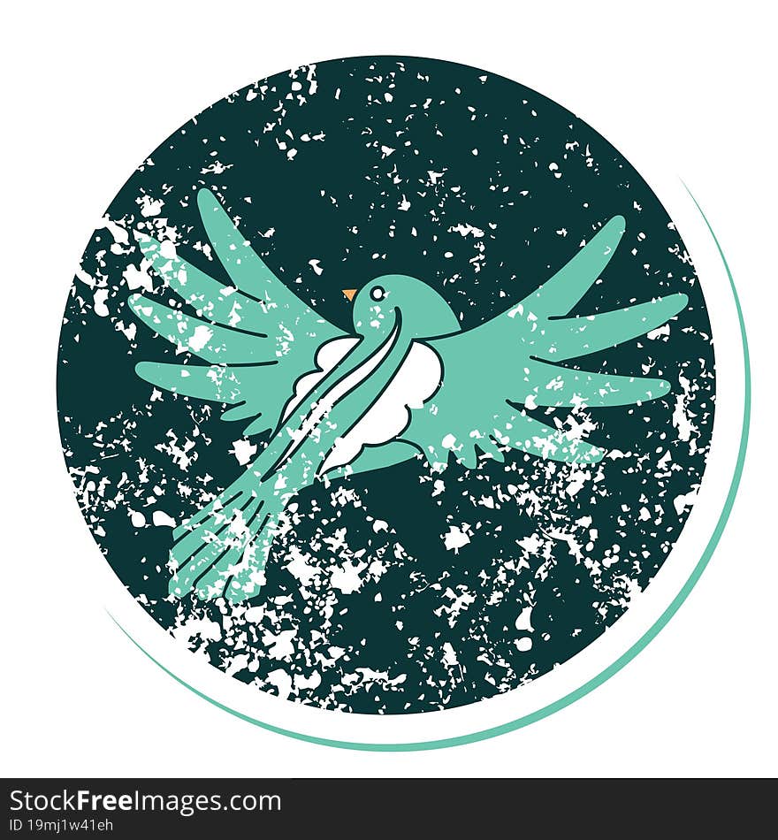 distressed sticker tattoo style icon of a flying bird