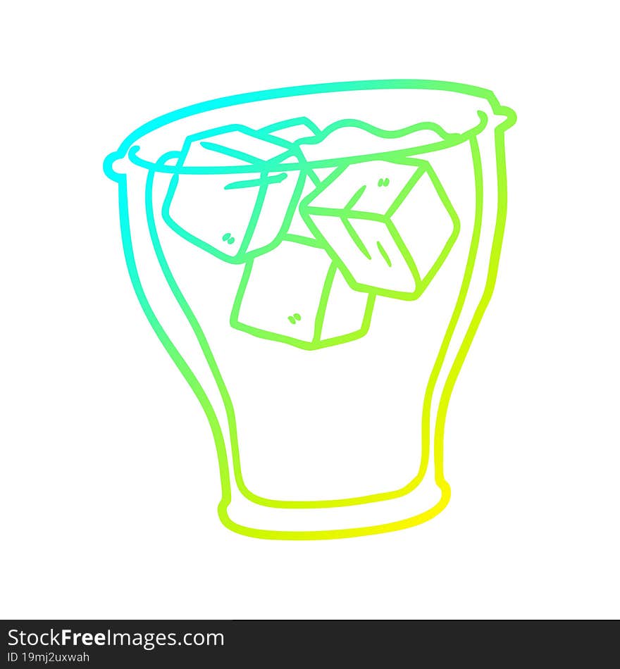 Cold Gradient Line Drawing Glass Of Cola With Ice