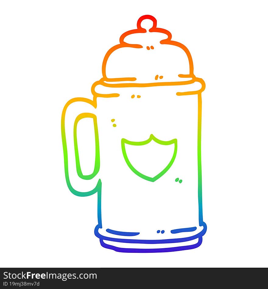 Rainbow Gradient Line Drawing Cartoon Traditional Beer Tankard