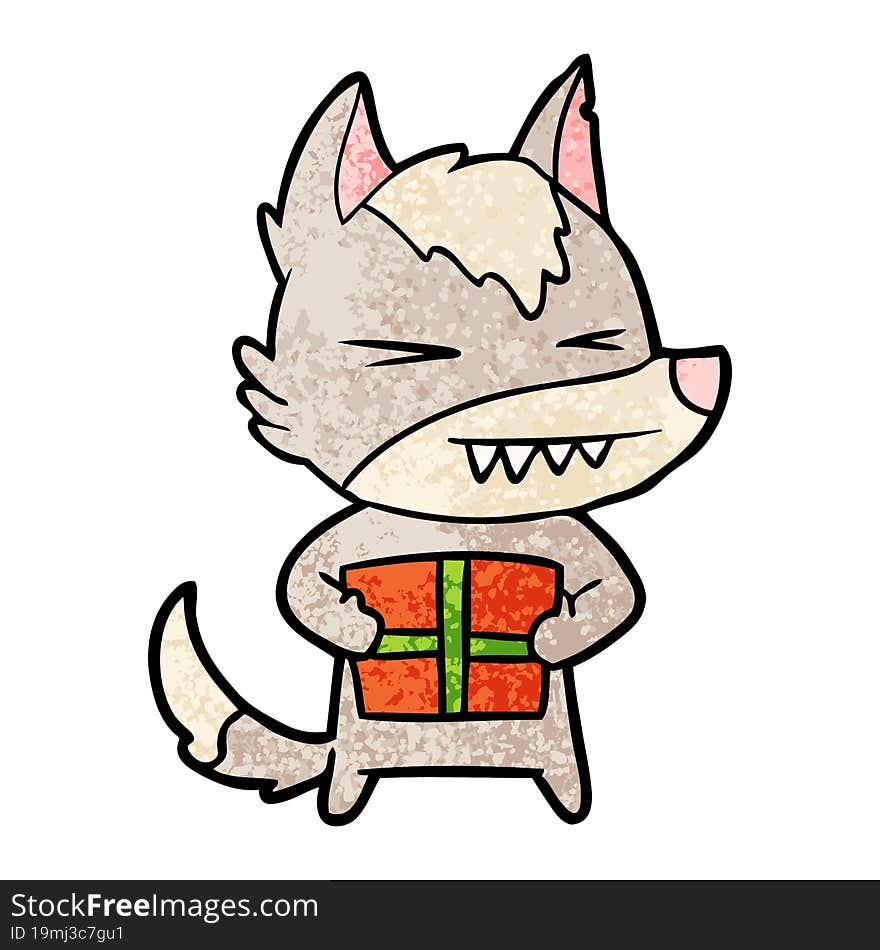 angry christmas wolf cartoon. angry christmas wolf cartoon