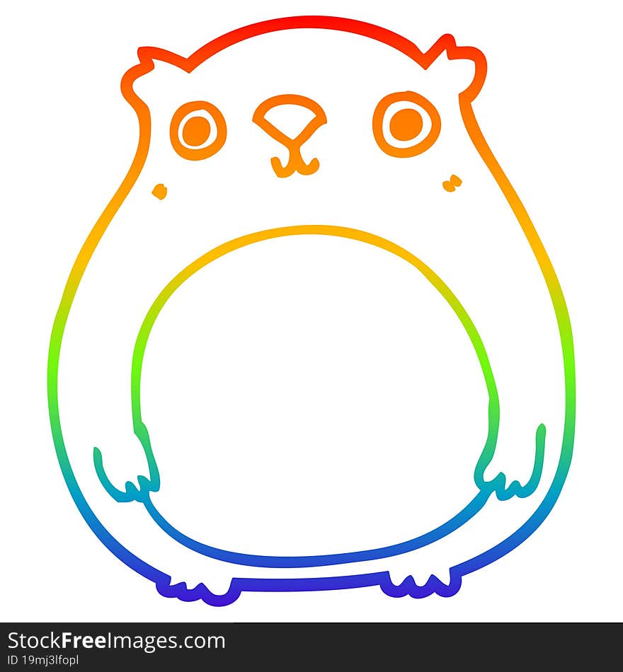 rainbow gradient line drawing of a cartoon bear