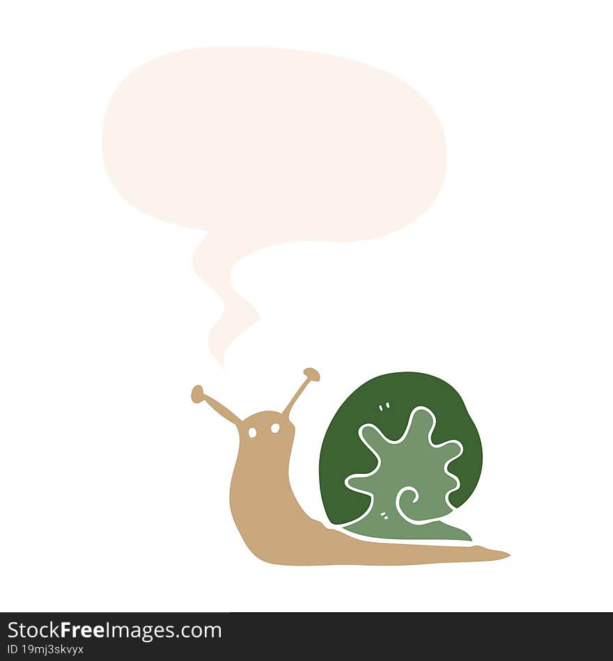 Cartoon Snail And Speech Bubble In Retro Style