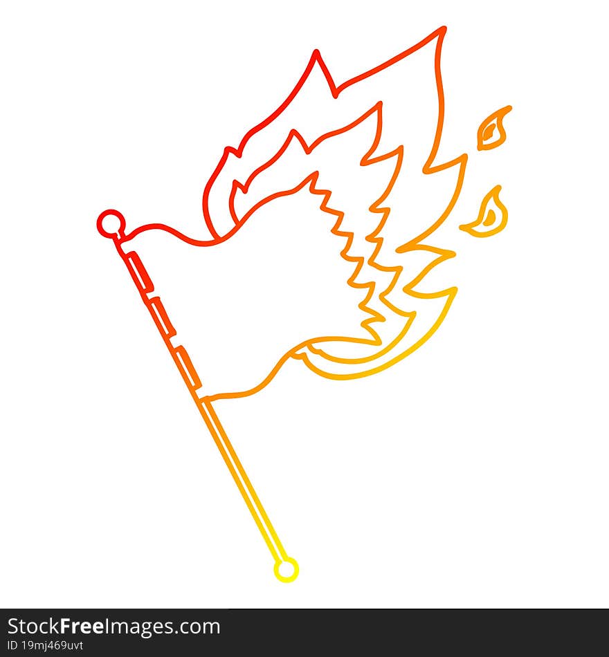 Warm Gradient Line Drawing Cartoon Burning Flag