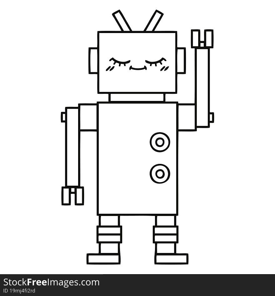 line drawing cartoon of a robot. line drawing cartoon of a robot