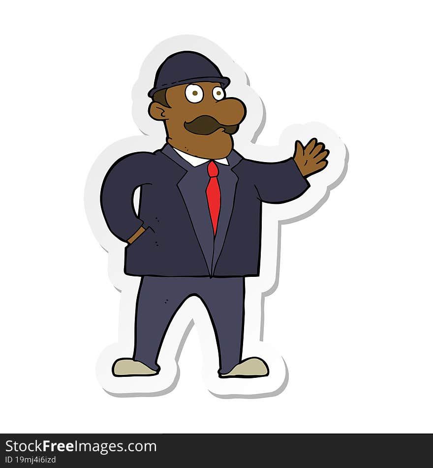 Sticker Of A Cartoon Sensible Business Man In Bowler Hat