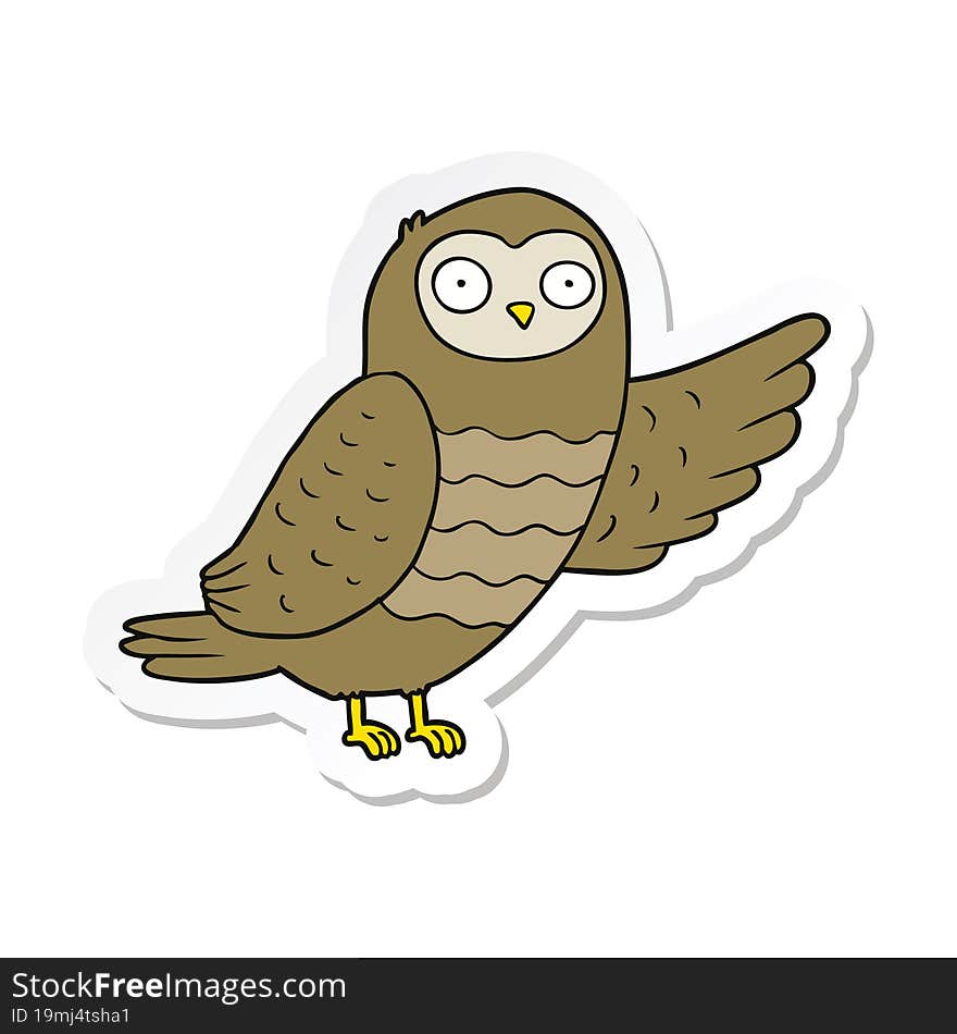 Sticker Of A Cartoon Owl Pointing