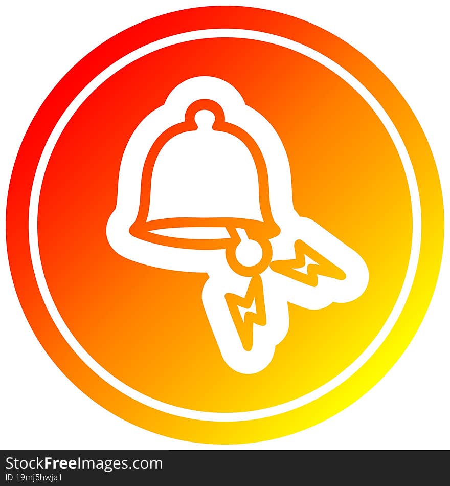 ringing bell circular icon with warm gradient finish. ringing bell circular icon with warm gradient finish