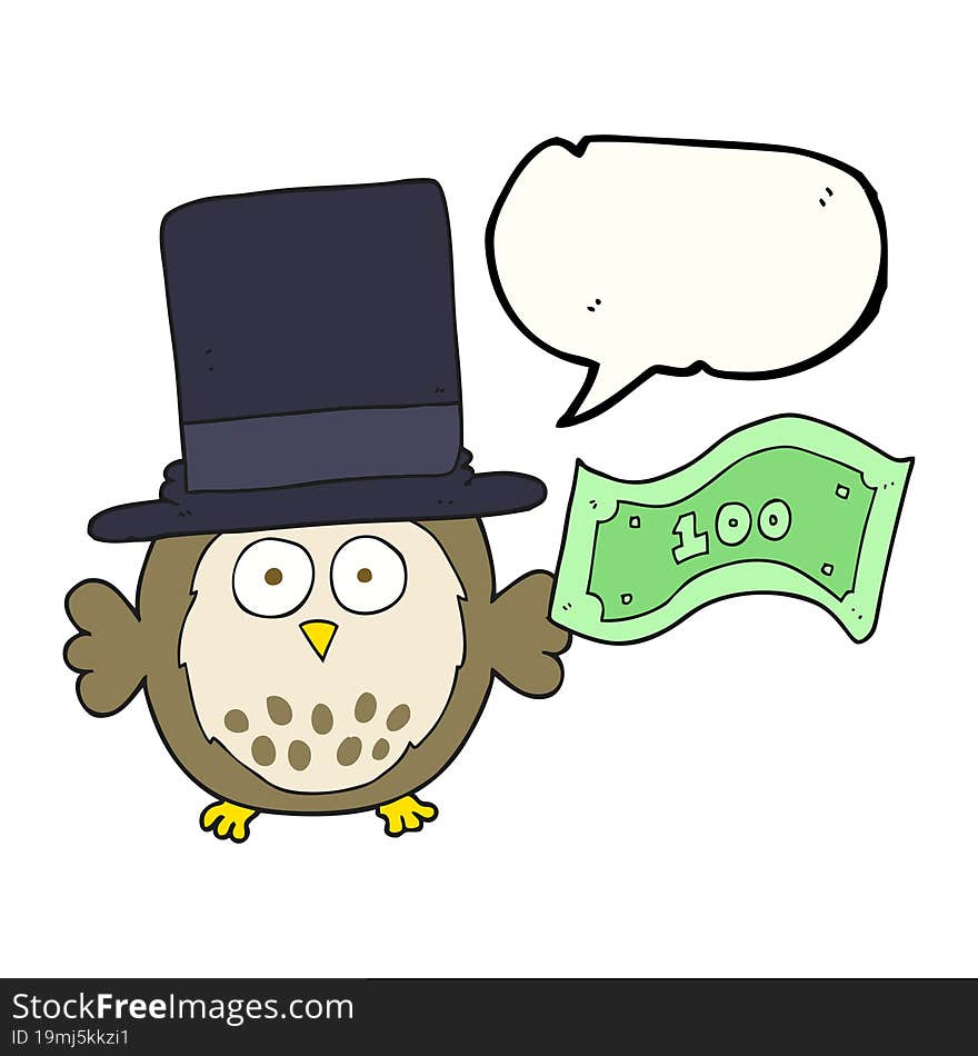 Speech Bubble Cartoon Rich Owl