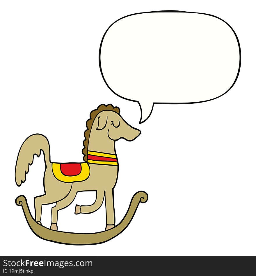 Cartoon Rocking Horse And Speech Bubble