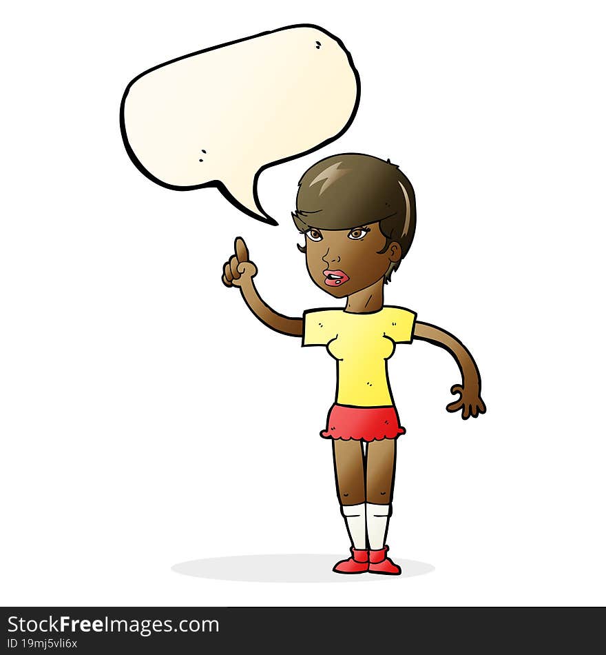 cartoon woman with idea with speech bubble