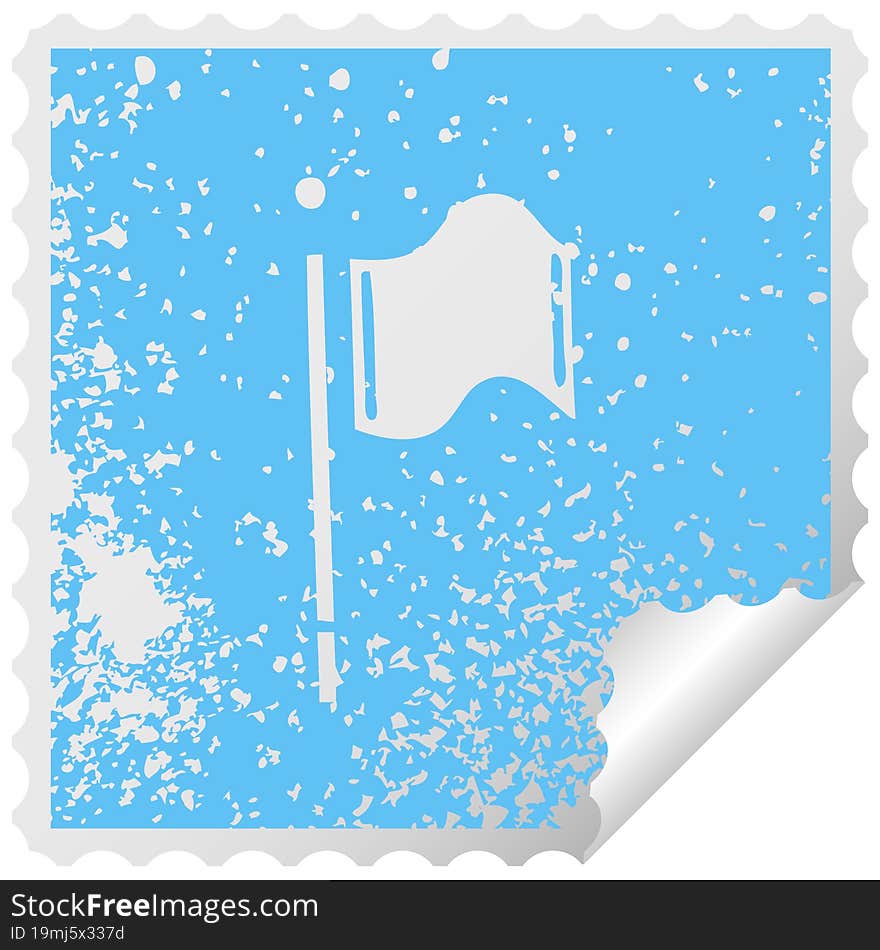 distressed square peeling sticker symbol red flag