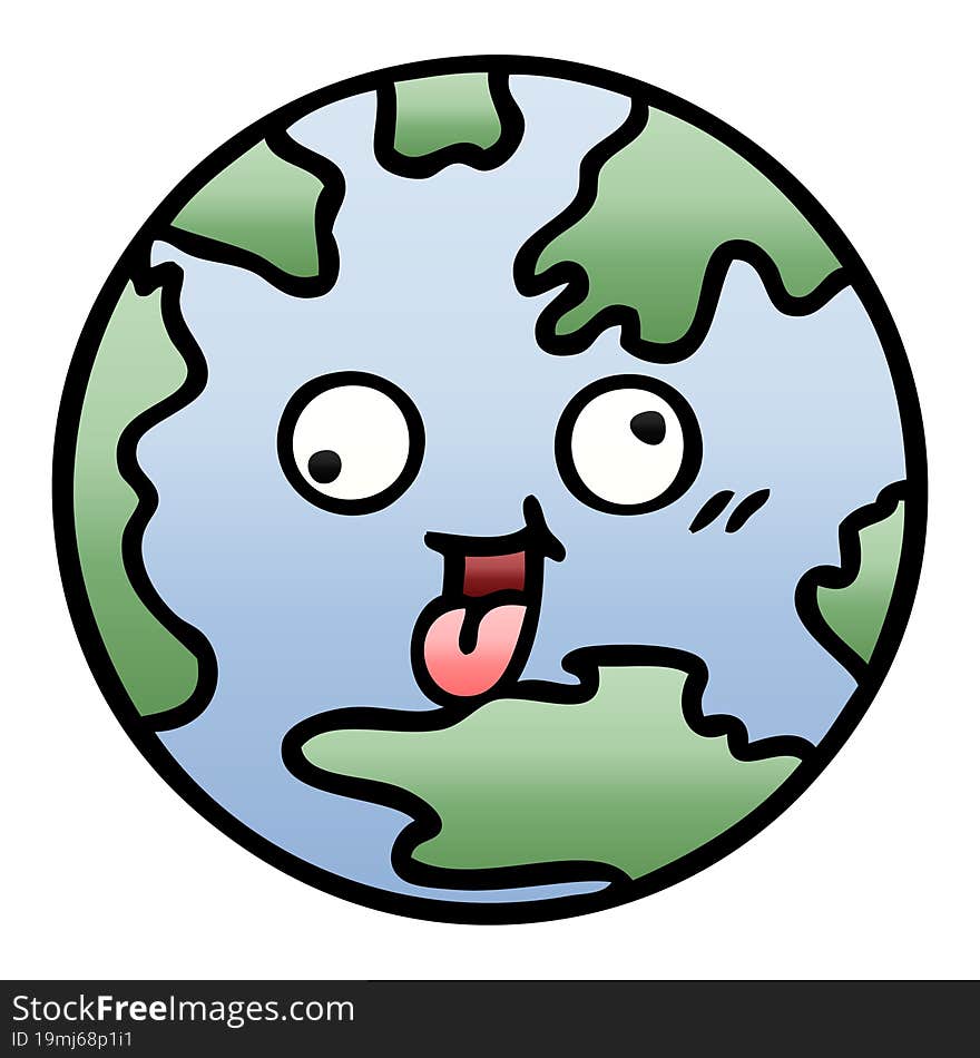 Gradient Shaded Cartoon Planet Earth