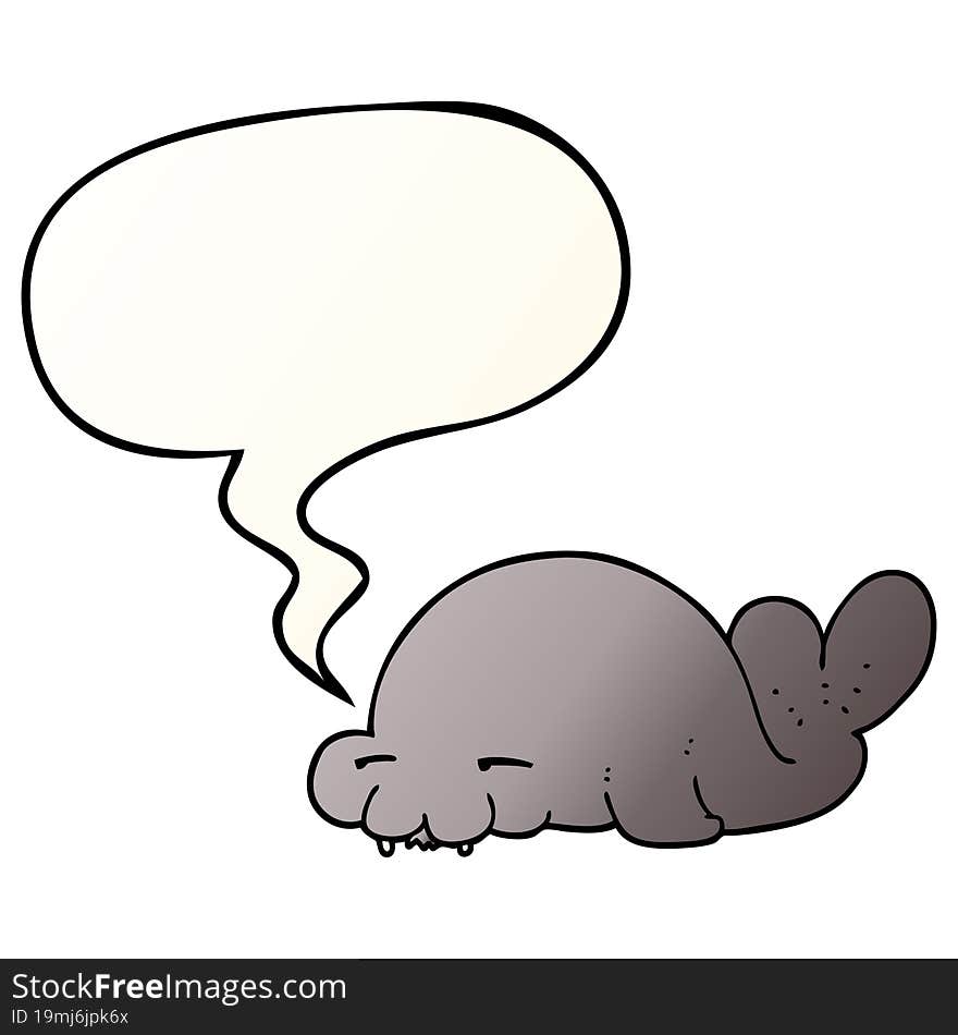 cartoon seal and speech bubble in smooth gradient style