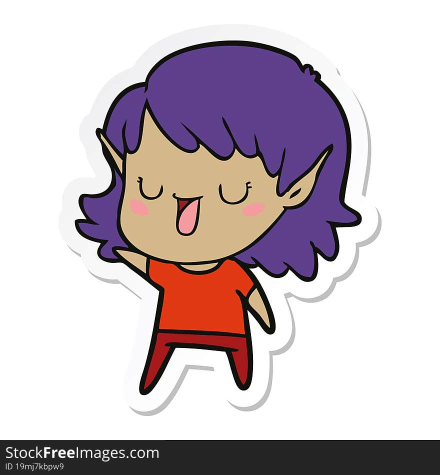 sticker of a cartoon elf girl