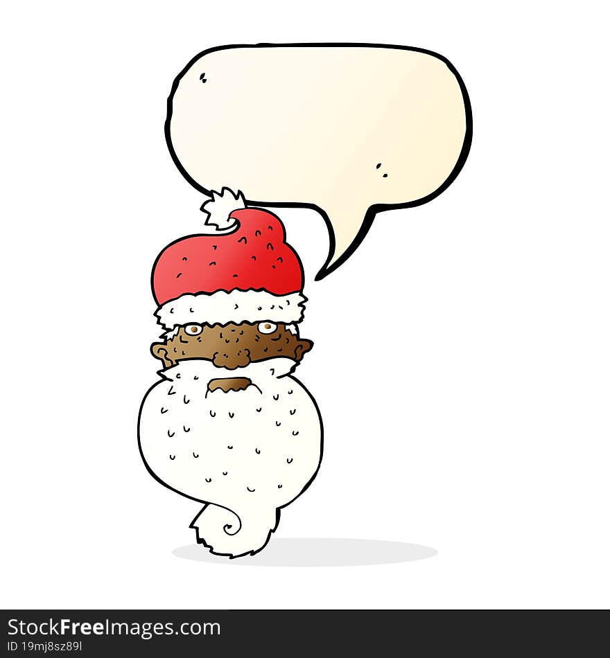 Cartoon Grim Santa Face With Speech Bubble