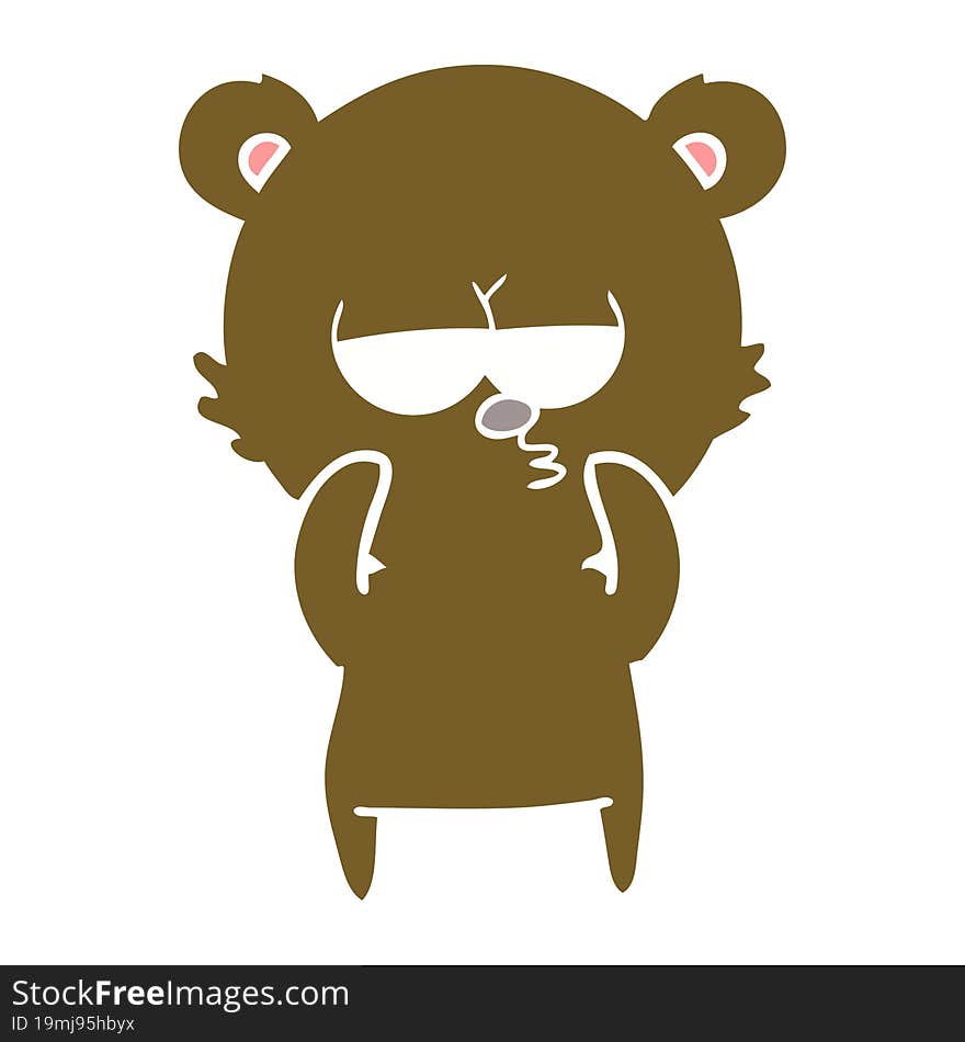 Bored Bear Flat Color Style Cartoon