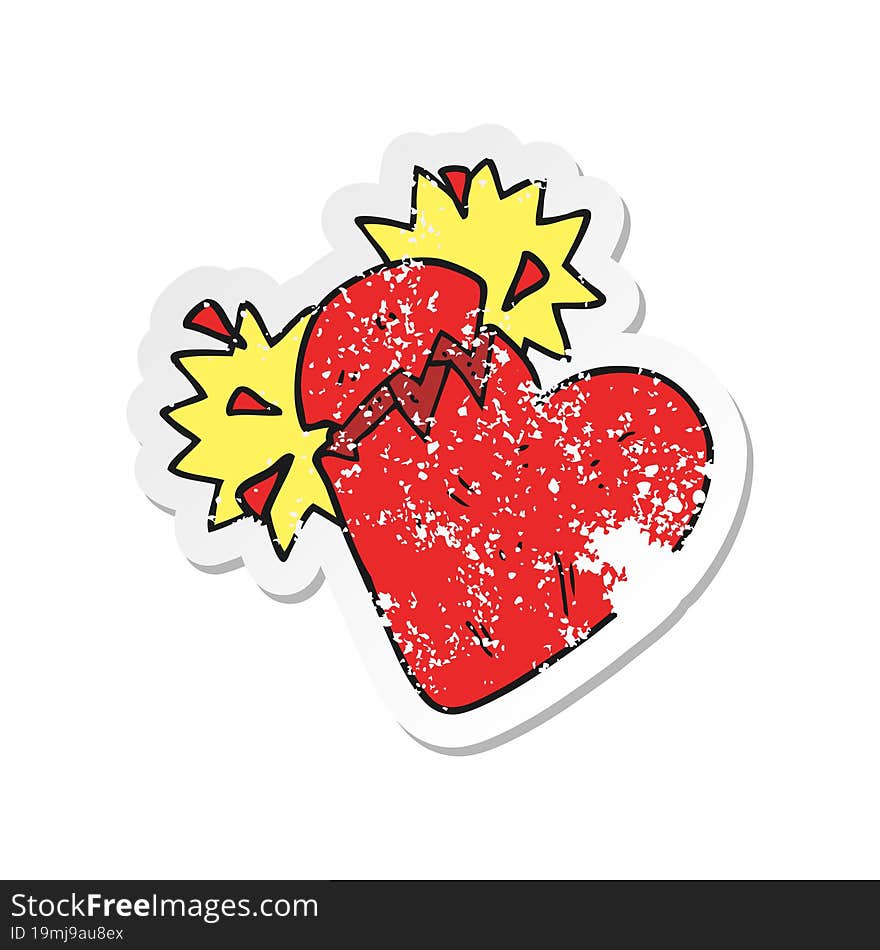 retro distressed sticker of a cartoon broken heart