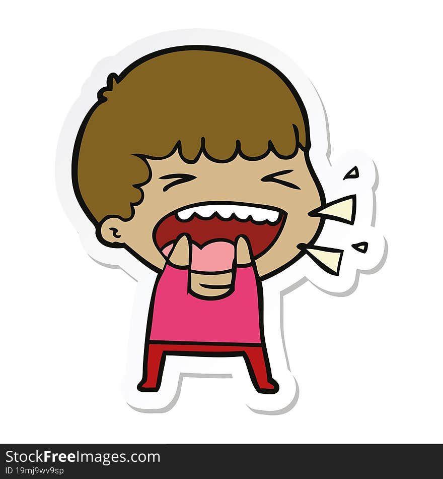 sticker of a cartoon laughing man