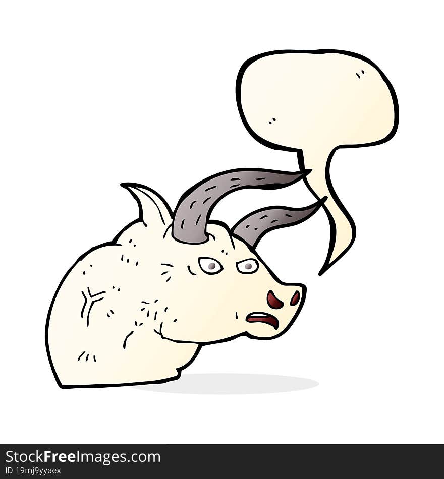 cartoon angry bull head with speech bubble