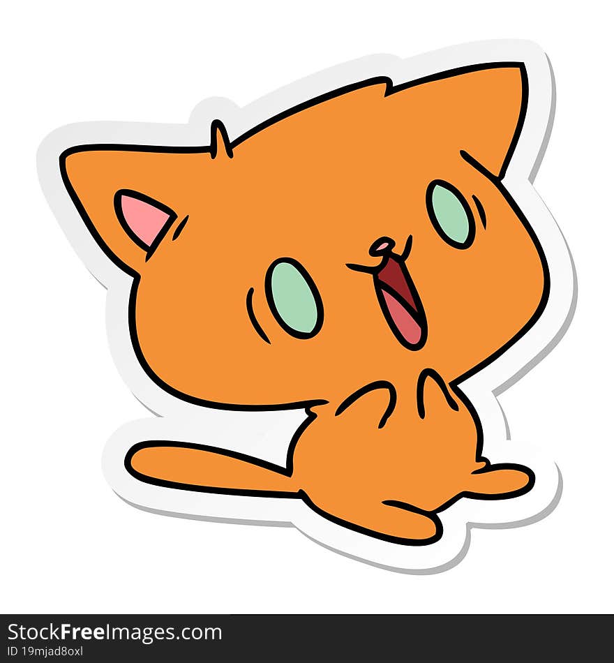 Sticker Cartoon Of Cute Kawaii Cat