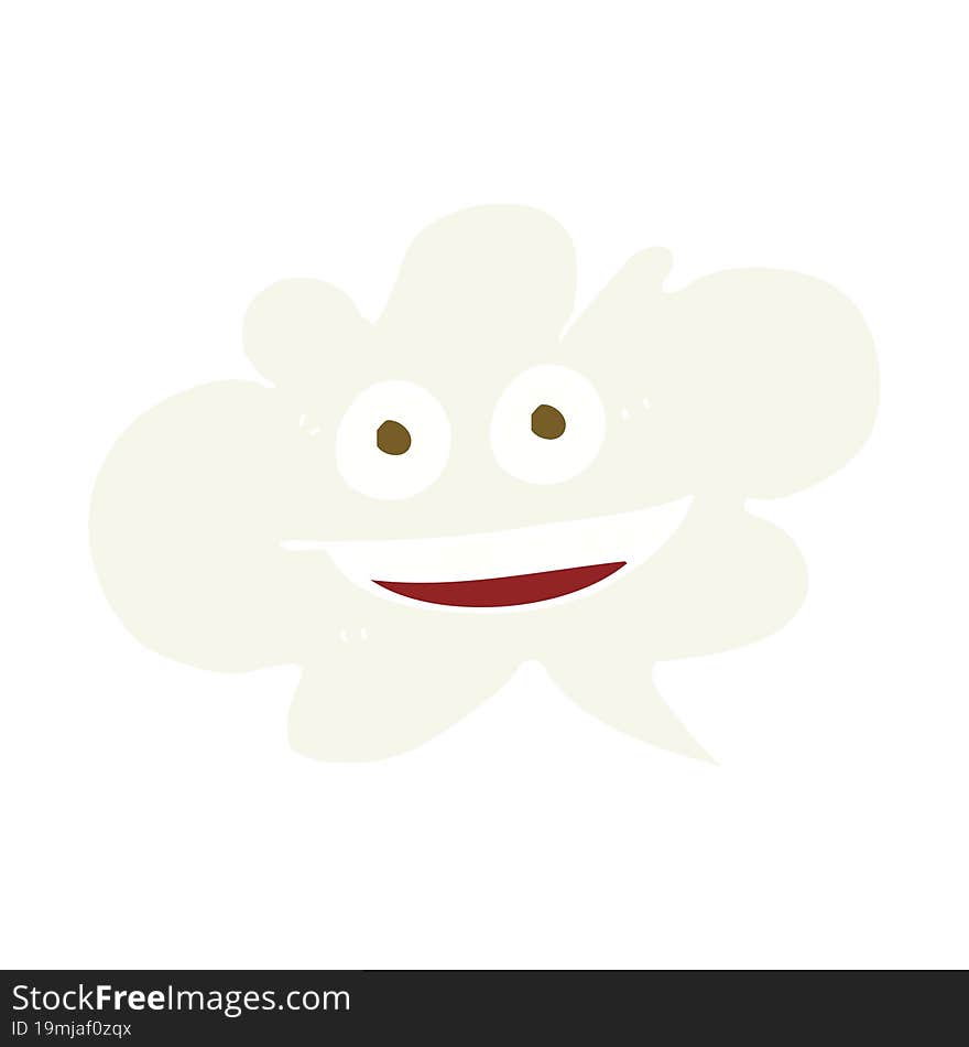 flat color illustration of cloud speech bubble with face. flat color illustration of cloud speech bubble with face