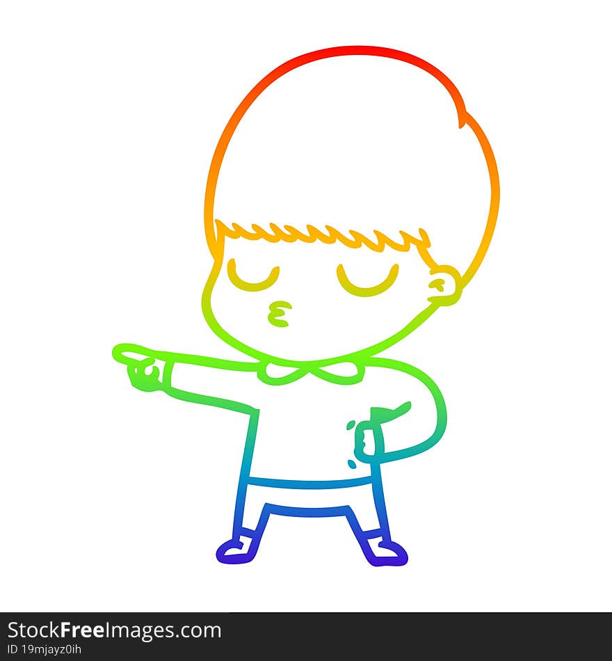 rainbow gradient line drawing cartoon calm boy