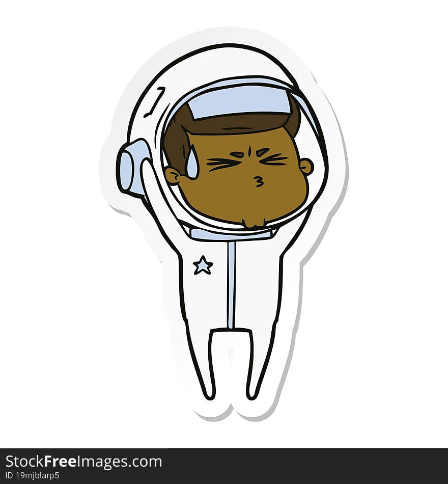 sticker of a cartoon stressed astronaut