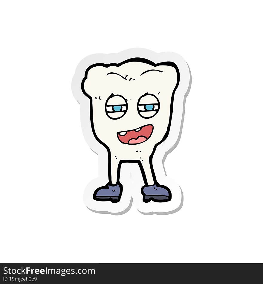 sticker of a cartoon funny tooth character