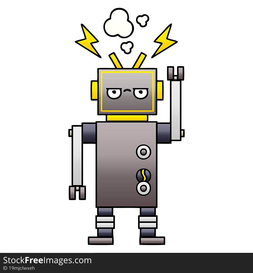 gradient shaded cartoon malfunctioning robot