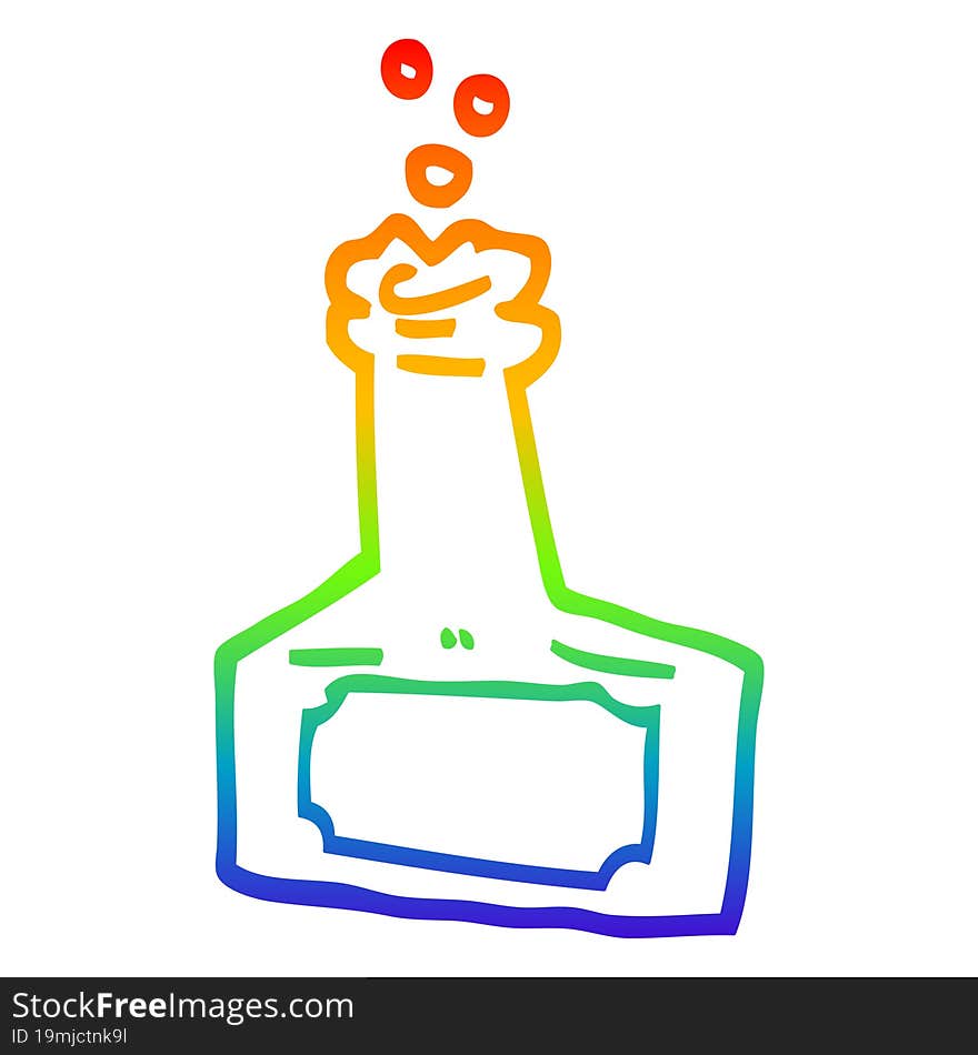 Rainbow Gradient Line Drawing Cartoon Bubbling Bottle